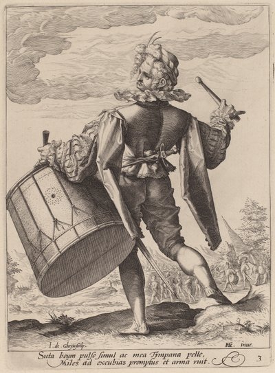 Tamboer, gegraveerd door Jacques II de Gheyn, 1587 door Hendrik Goltzius